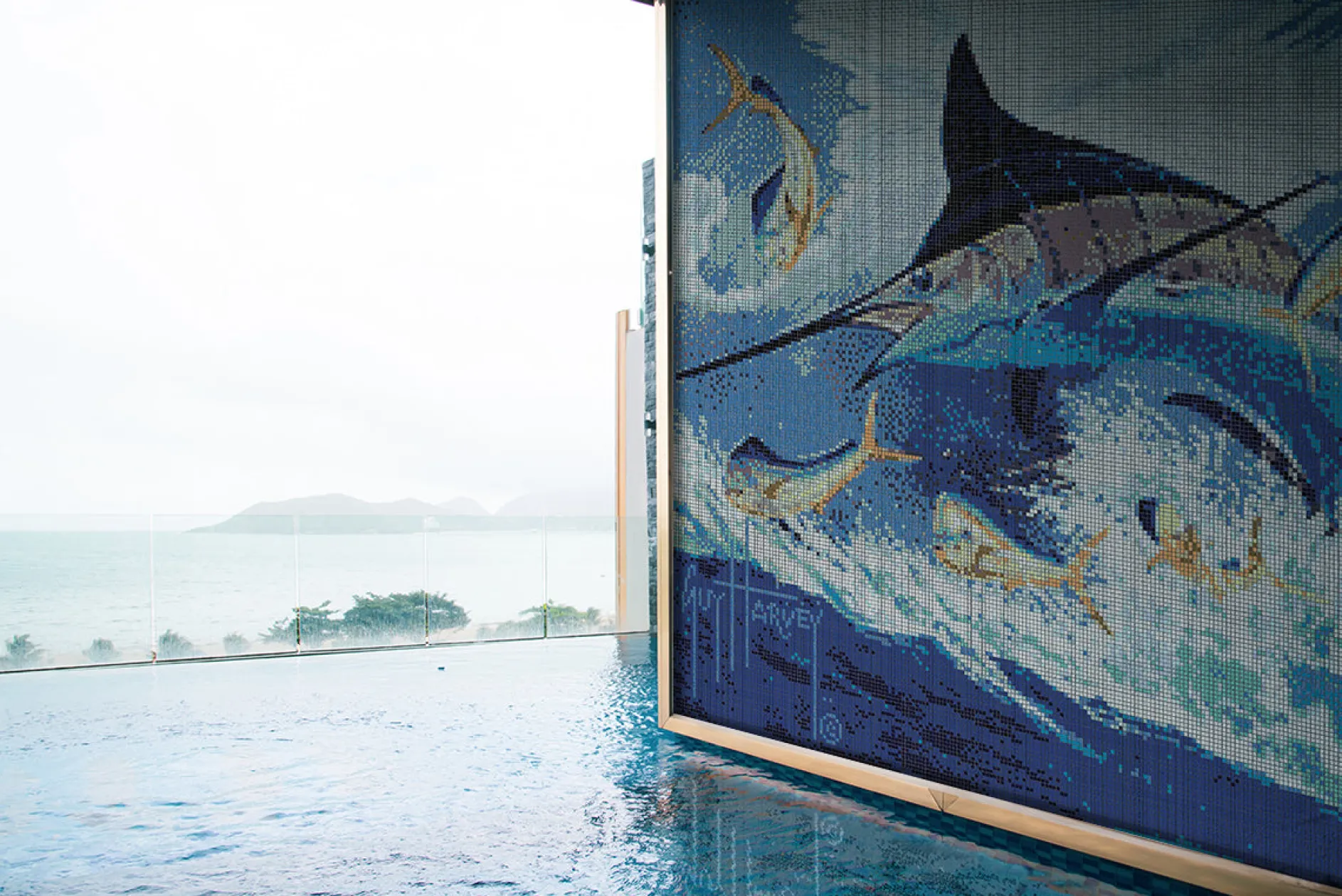 Blue Commocean Mosaic Mural - Large