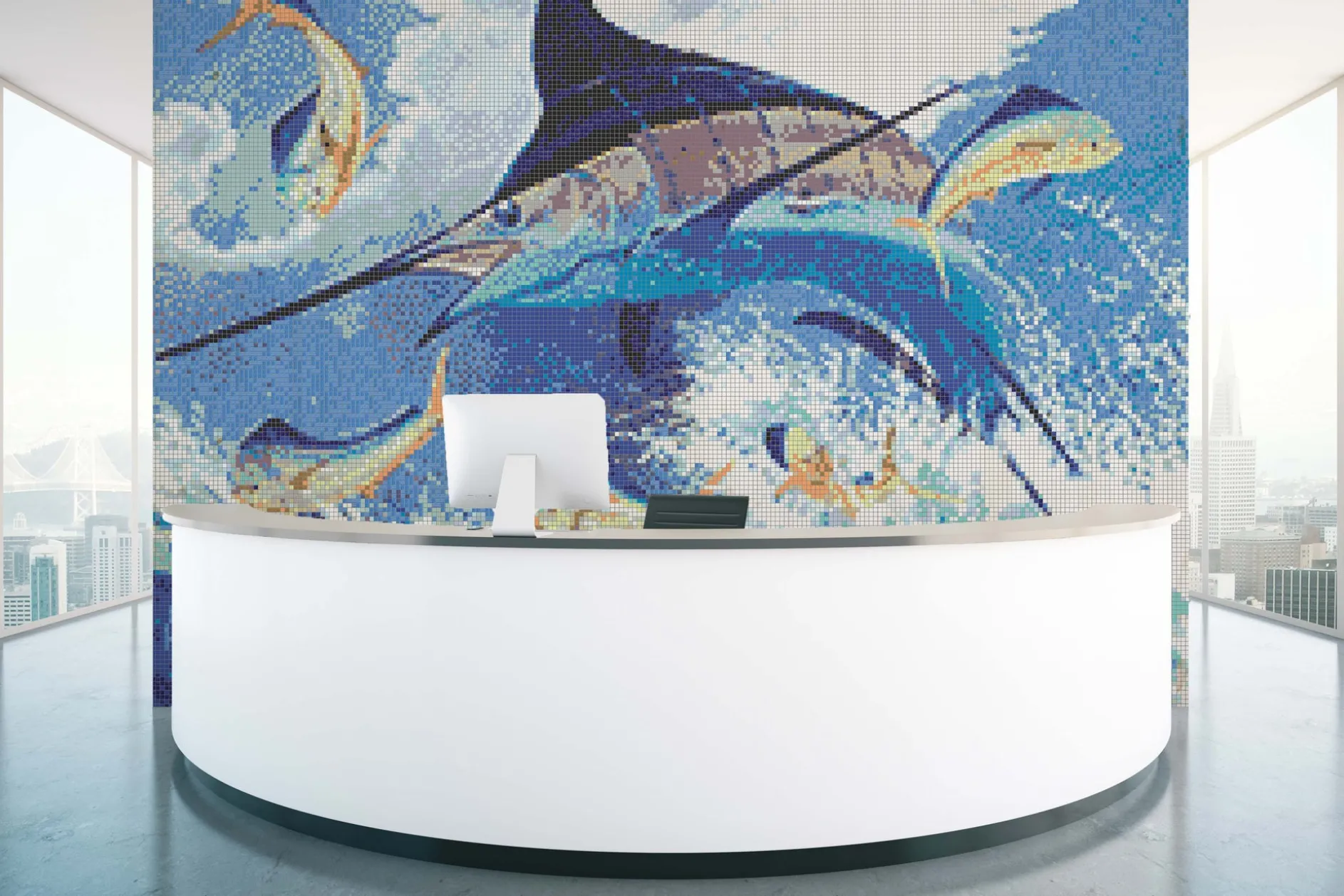 Blue Commocean Mosaic Mural - Large