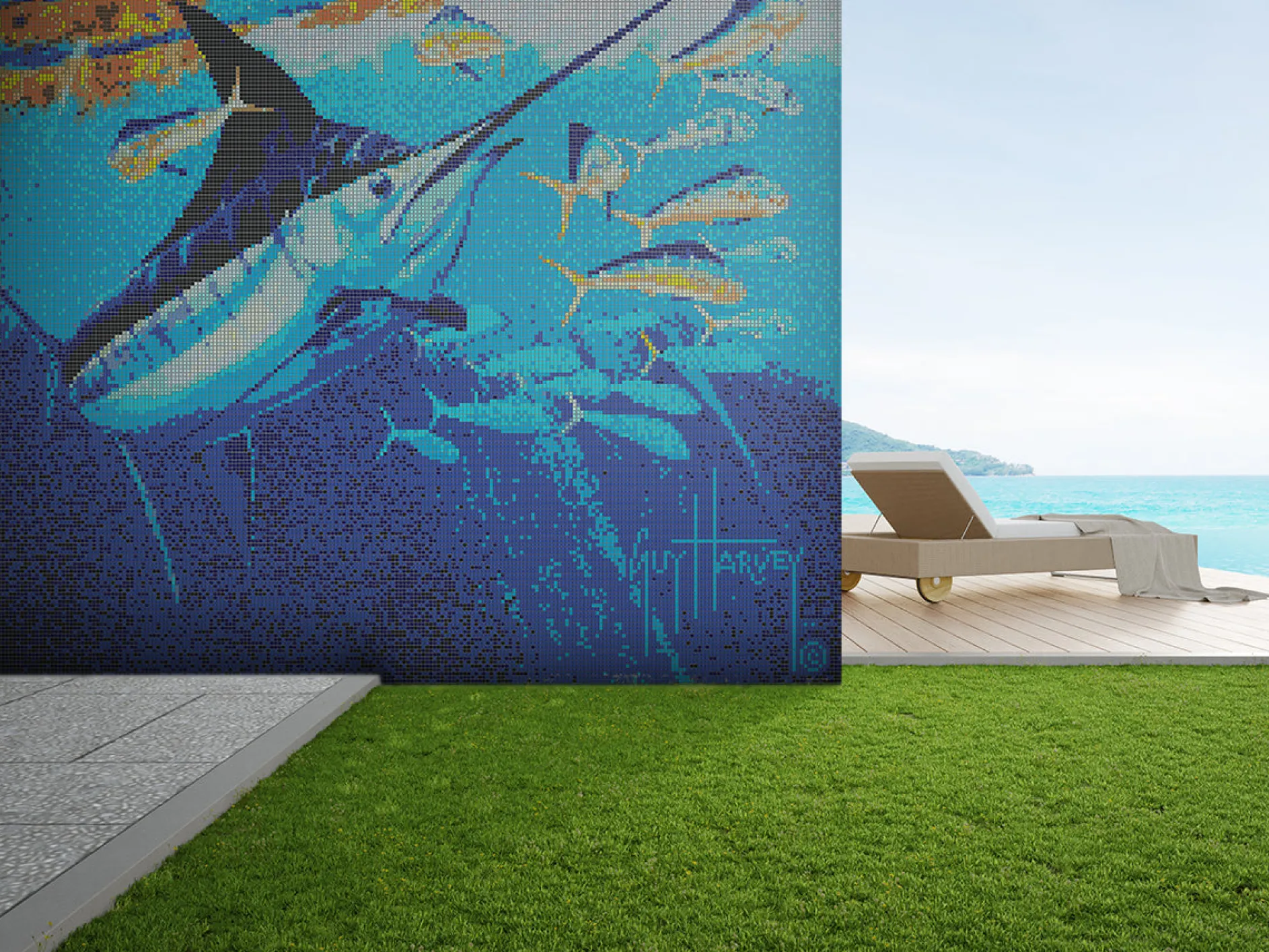 Blue Escape Mosaic Mural - Large
