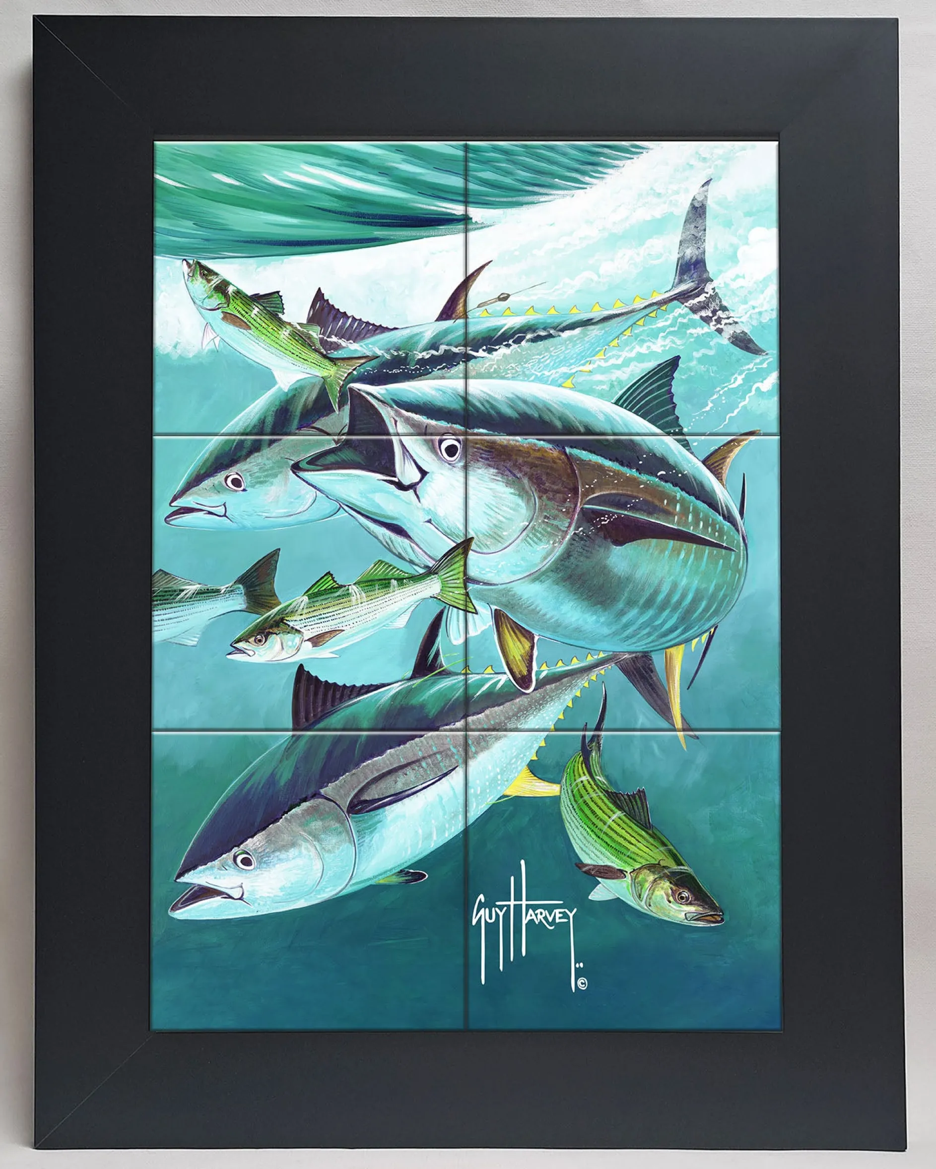 "Bluefin Tuna on Striped Bass" Tile Art