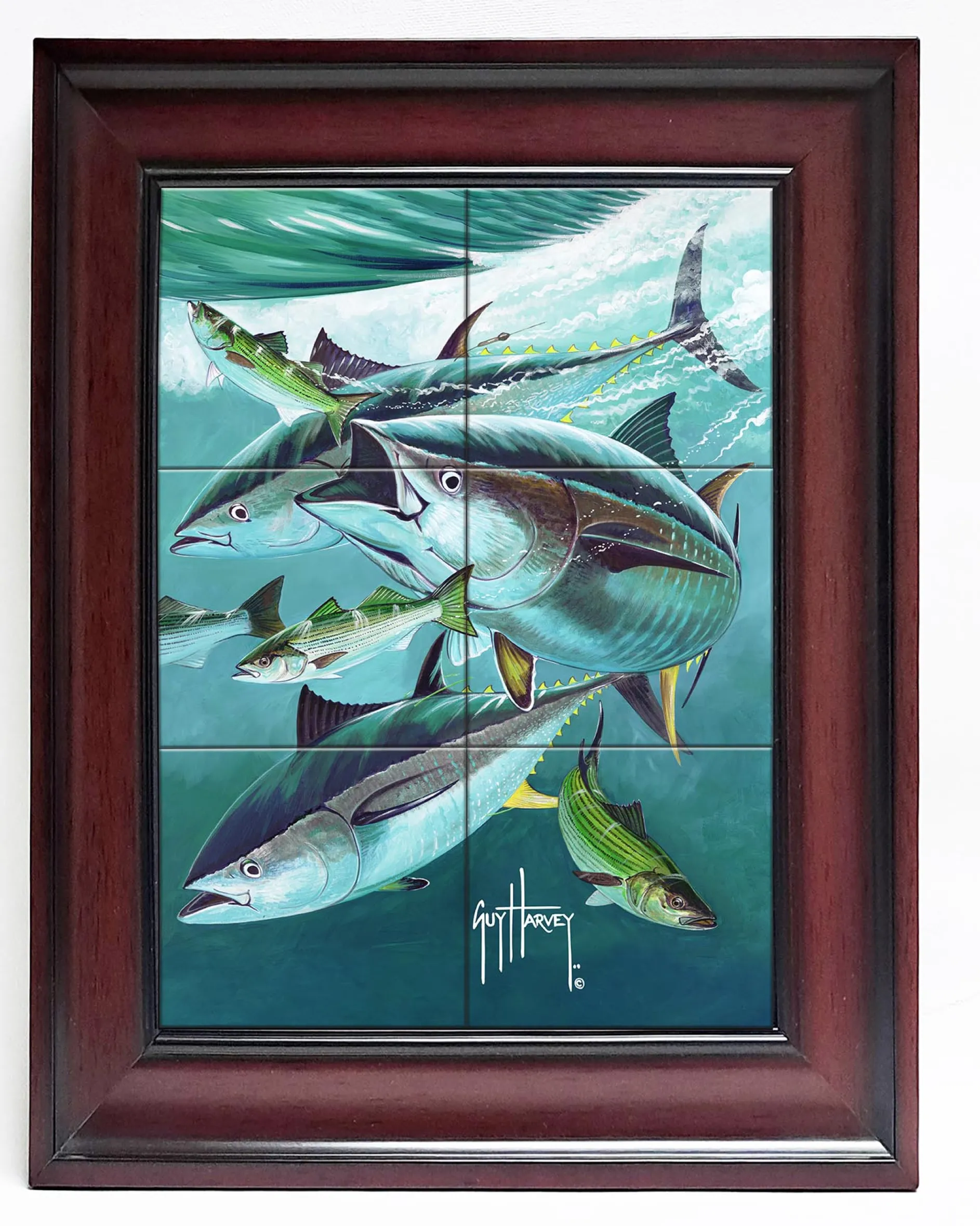 "Bluefin Tuna on Striped Bass" Tile Art