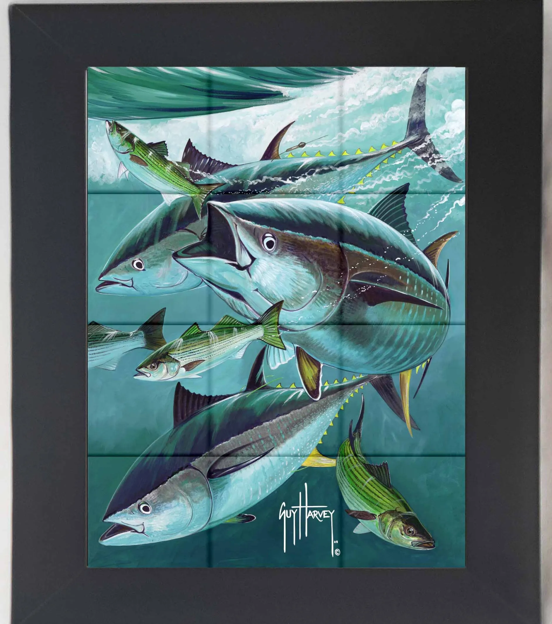"Bluefin Tuna on Striped Bass" Tile Art