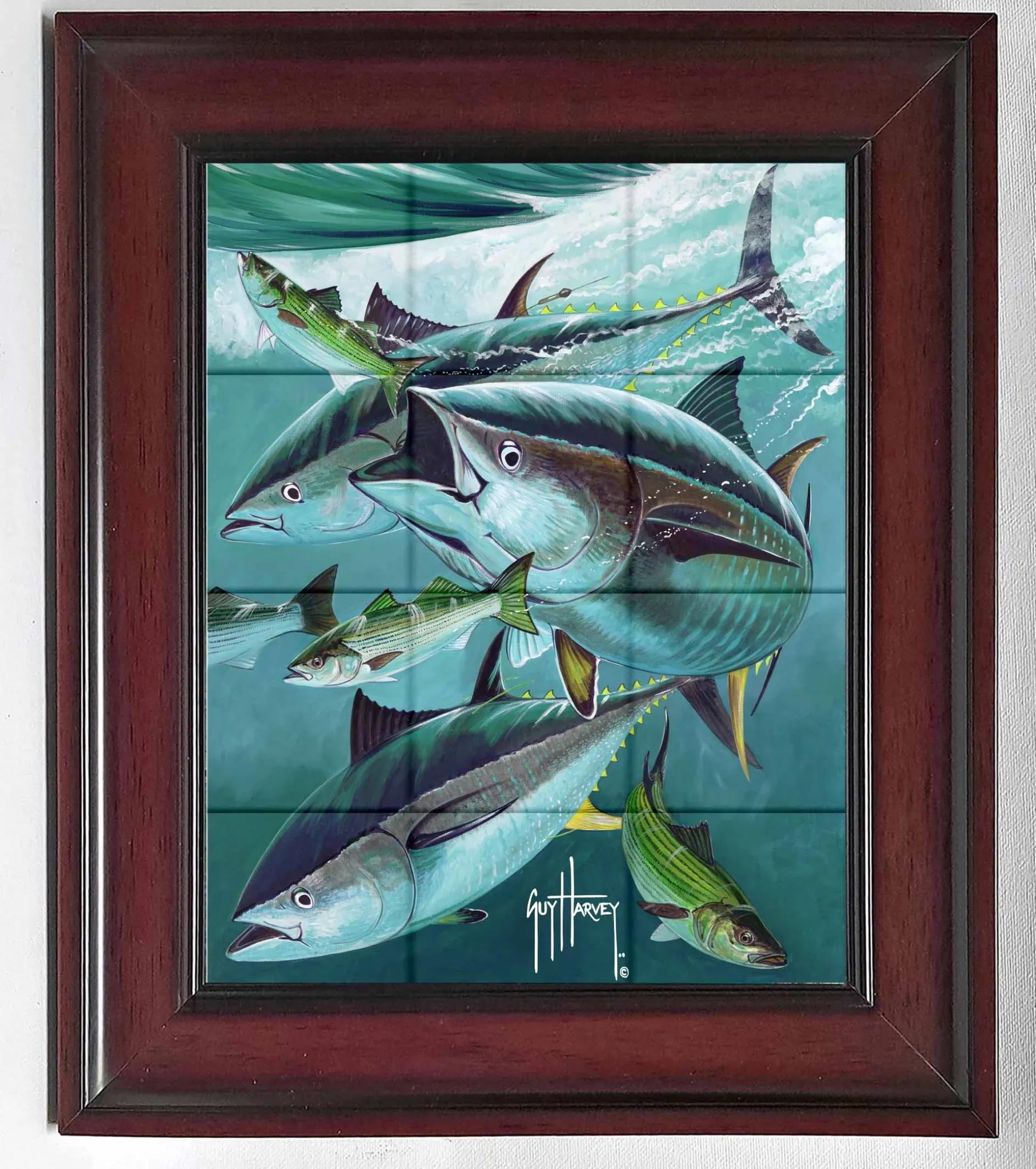 "Bluefin Tuna on Striped Bass" Tile Art