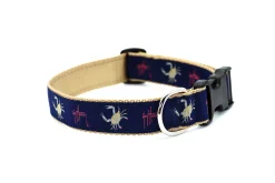 Crab on Navy Dog Collar