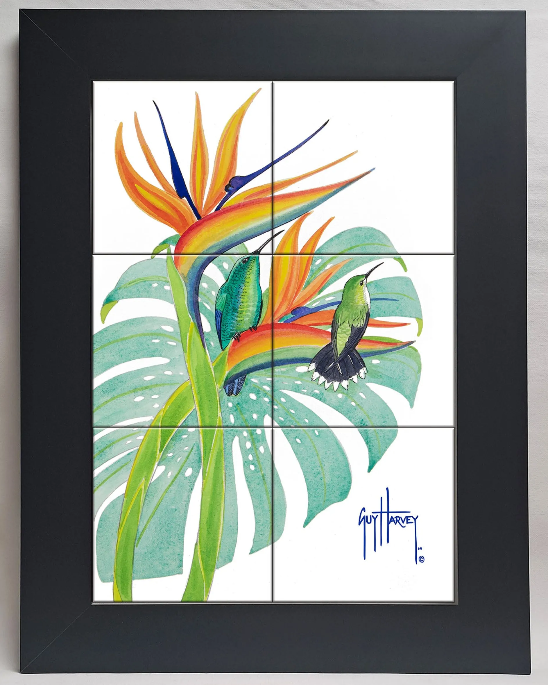 "Green Mango Hummingbird" Tile Art