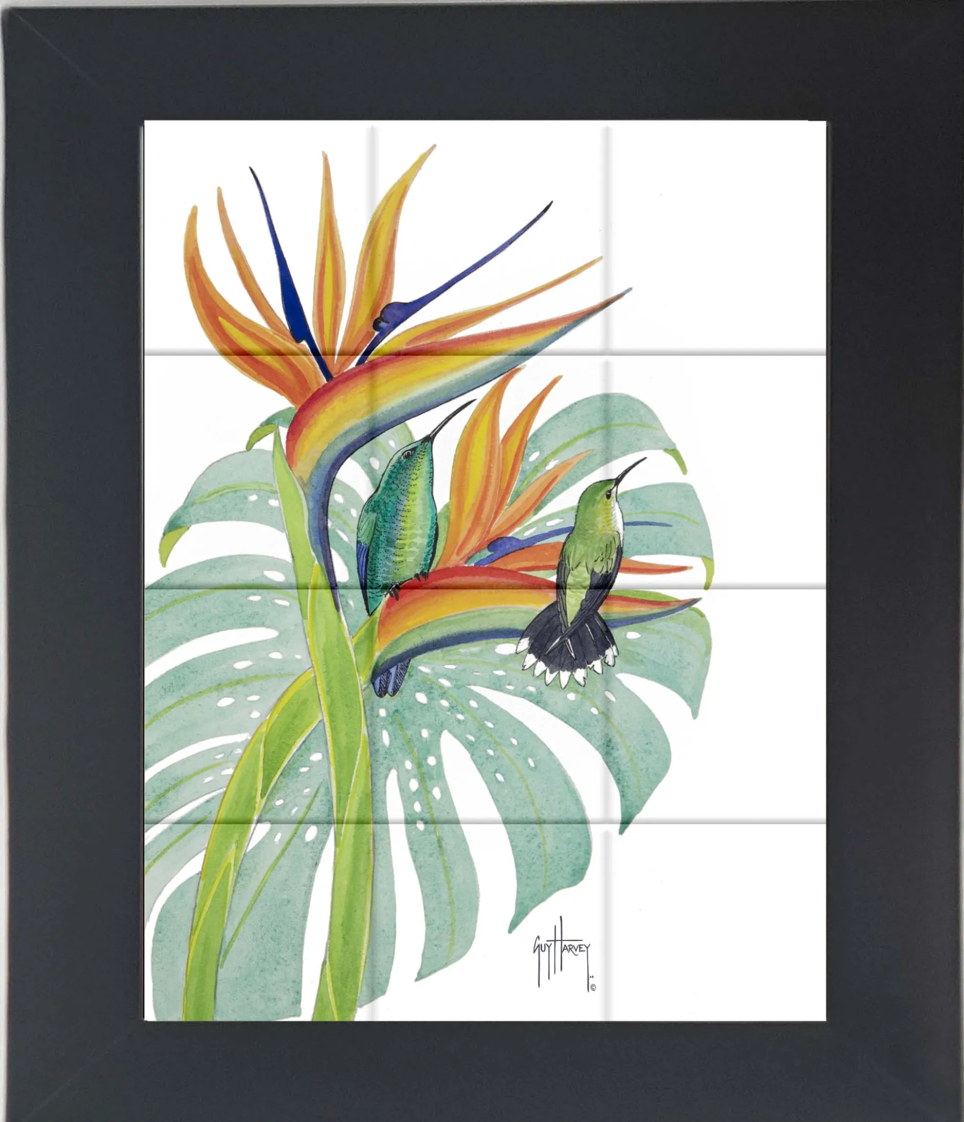 "Green Mango Hummingbird" Tile Art