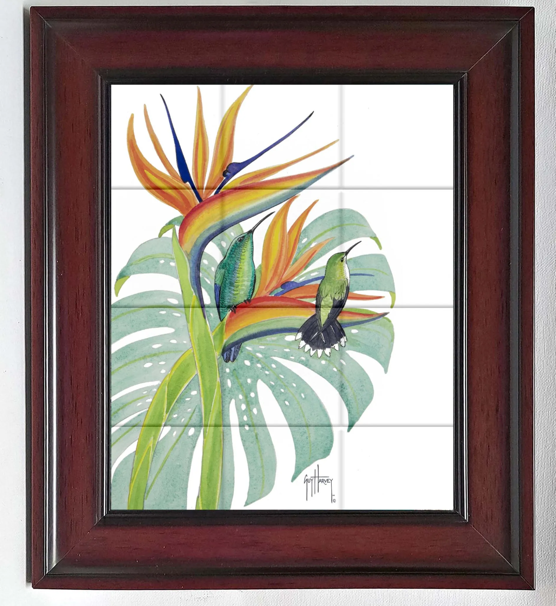"Green Mango Hummingbird" Tile Art