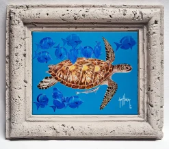 "Green Turtle & Blue Tangs" Tile Art