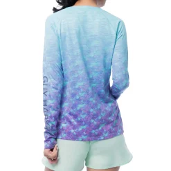 Ladies Blue Scale Long Sleeve Raglan Slub Shirt