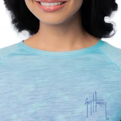 Ladies Blue Scale Long Sleeve Raglan Slub Shirt
