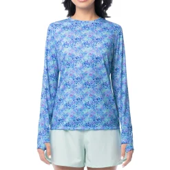Ladies Blue Scales Long Sleeve Sun Protection Top