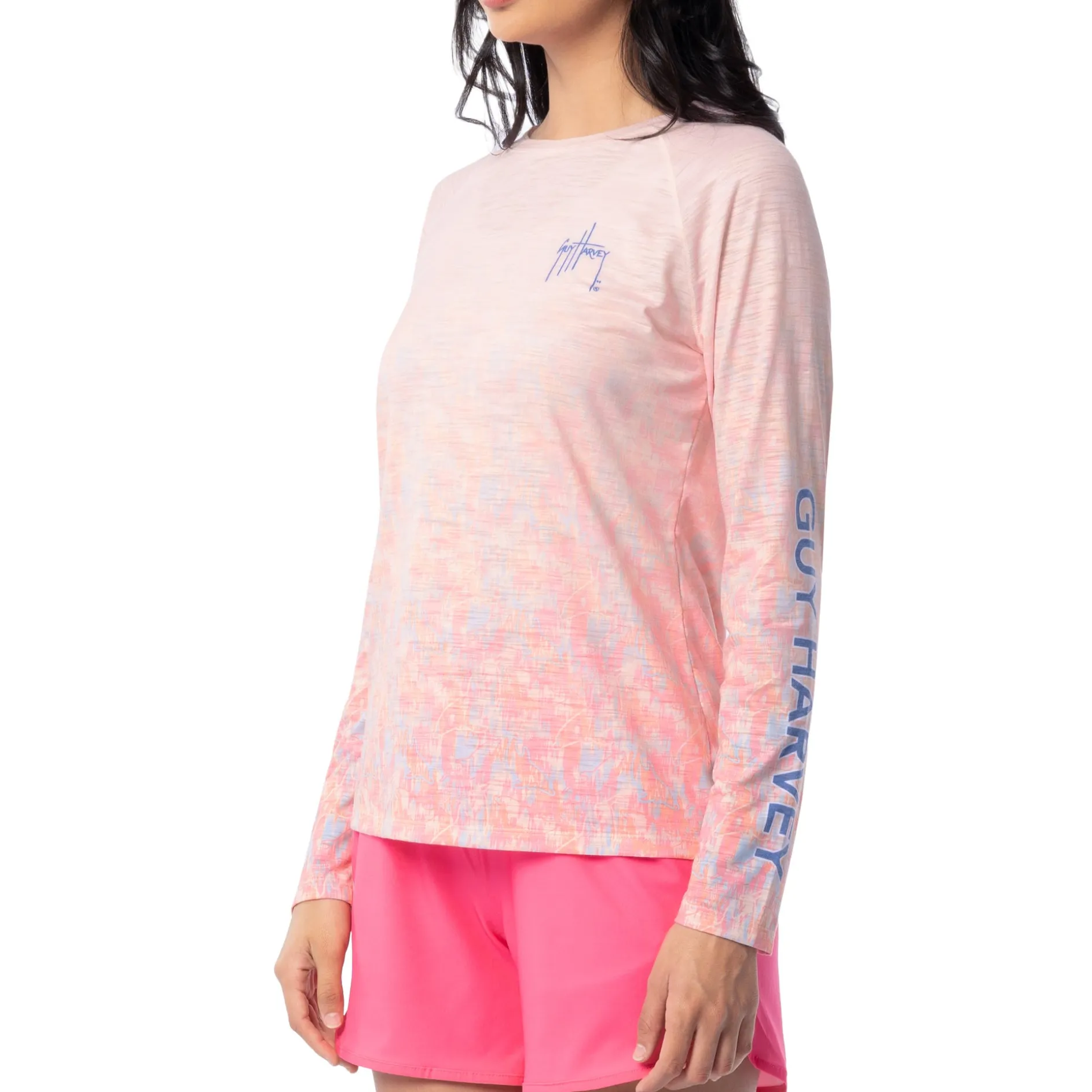 Ladies Dolphin Marble Long Sleeve Raglan Slub Shirt