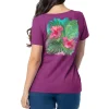 Ladies Floral Watercolor Relaxed V-Neck Top