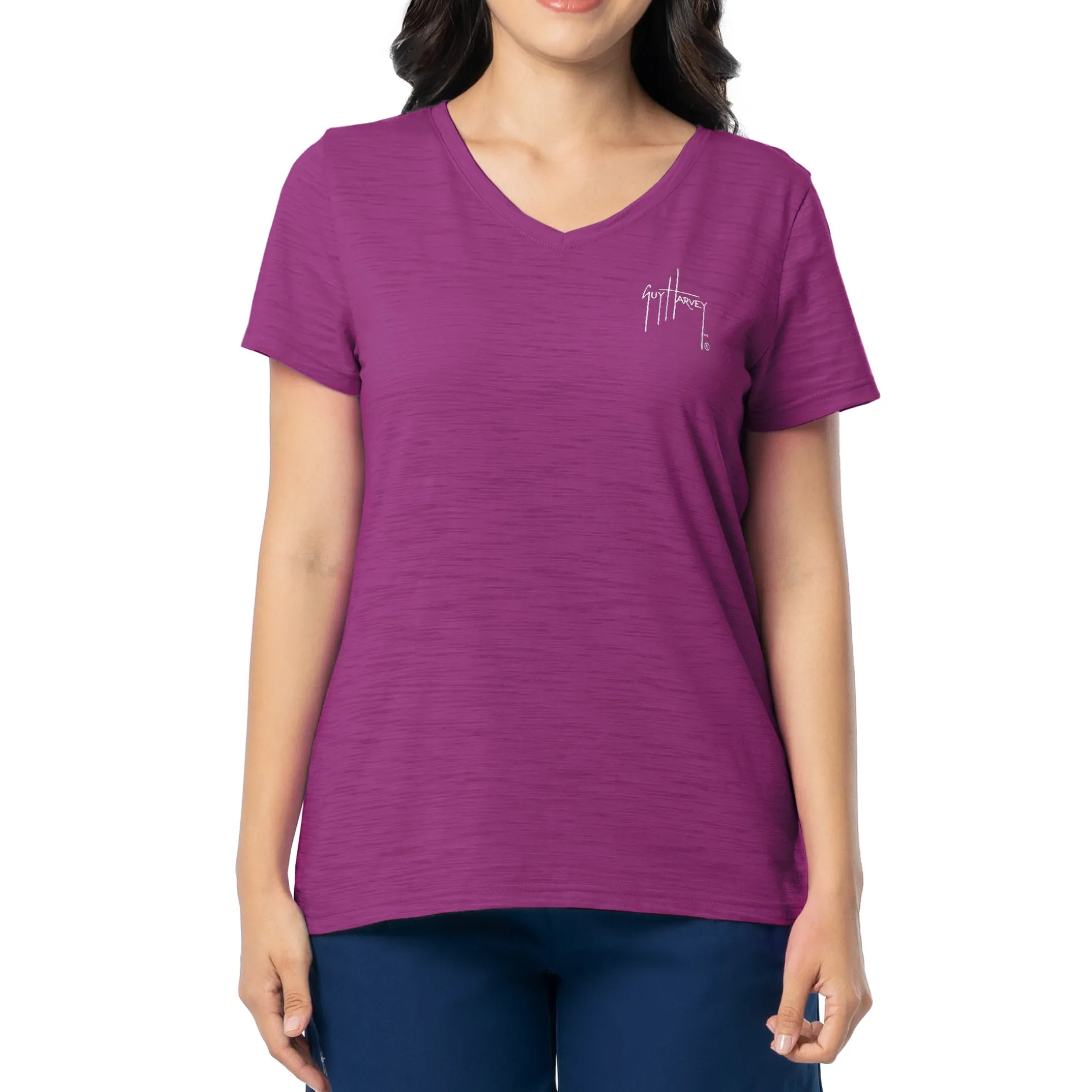 Ladies Floral Watercolor Relaxed V-Neck Top