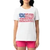 Ladies Flower Floral Short Sleeve Crew Neck T-Shirt