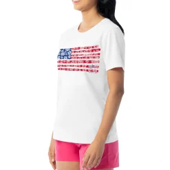 Ladies Flower Floral Short Sleeve Crew Neck T-Shirt