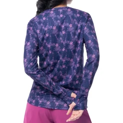 Ladies Hibiscus Outline Long Sleeve Sun Protection Shirt