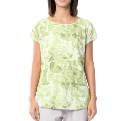 Ladies Hibiscus Tonal Short Sleeve Poly/Rayon Slub Top