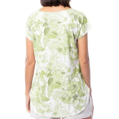 Ladies Hibiscus Tonal Short Sleeve Poly/Rayon Slub Top