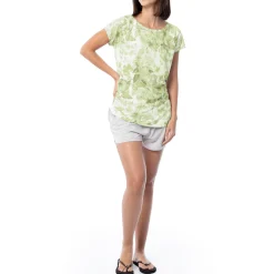 Ladies Hibiscus Tonal Short Sleeve Poly/Rayon Slub Top