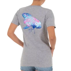 Ladies Manatee Coral Short Sleeve V-Neck T-Shirt