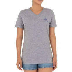 Ladies Manatee Coral Short Sleeve V-Neck T-Shirt