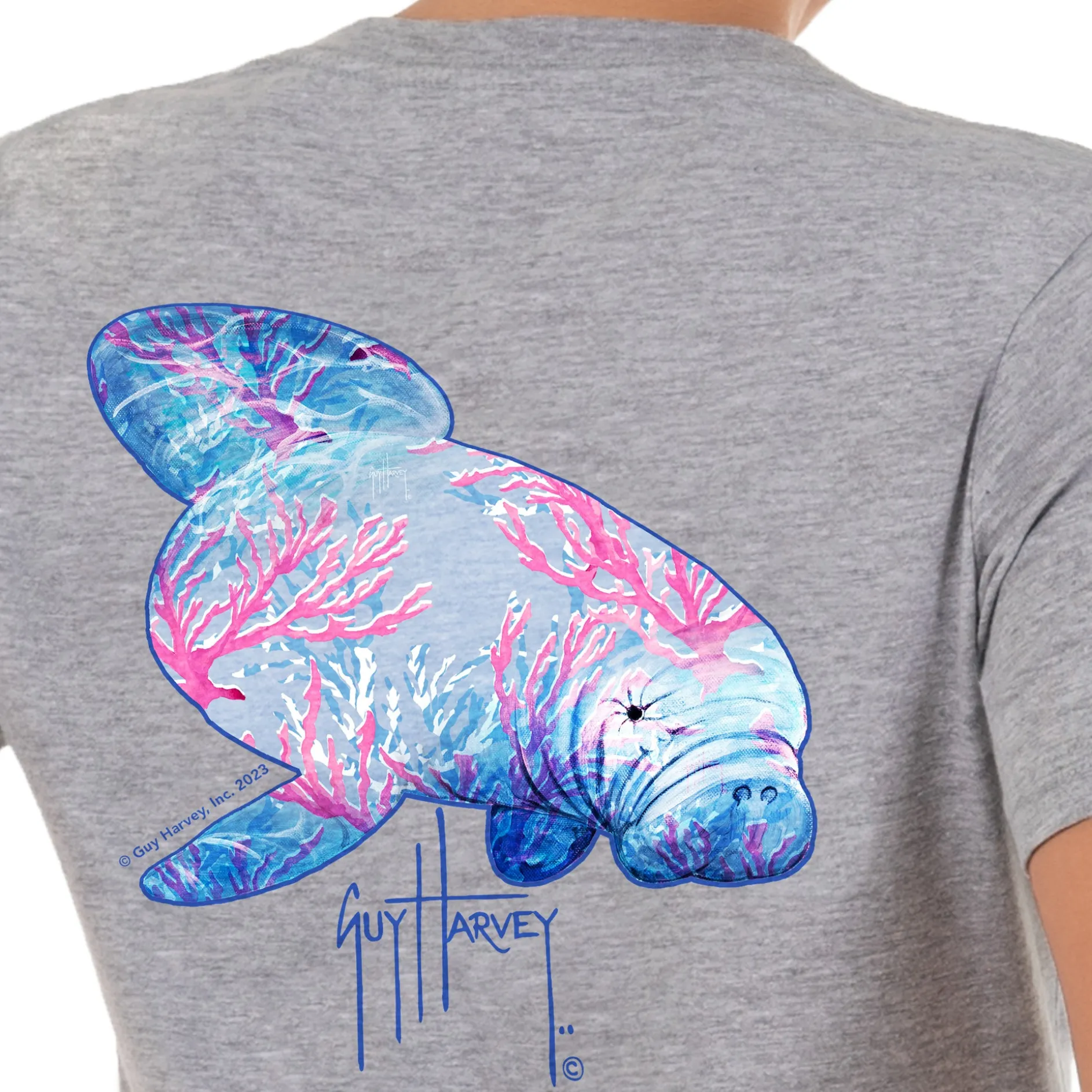 Ladies Manatee Coral Short Sleeve V-Neck T-Shirt