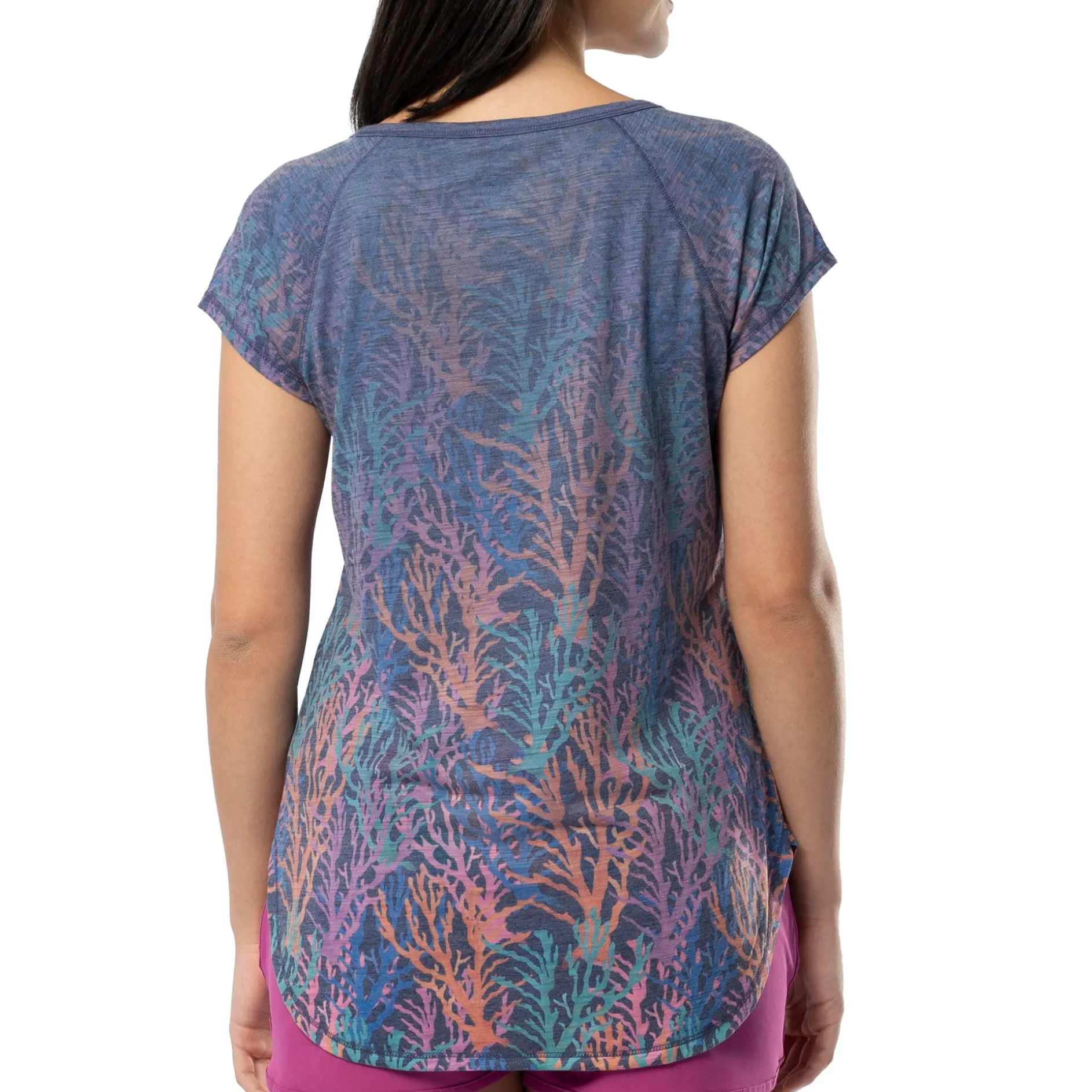 Ladies Modern Coral Short Sleeve Poly/Rayon Slub Top