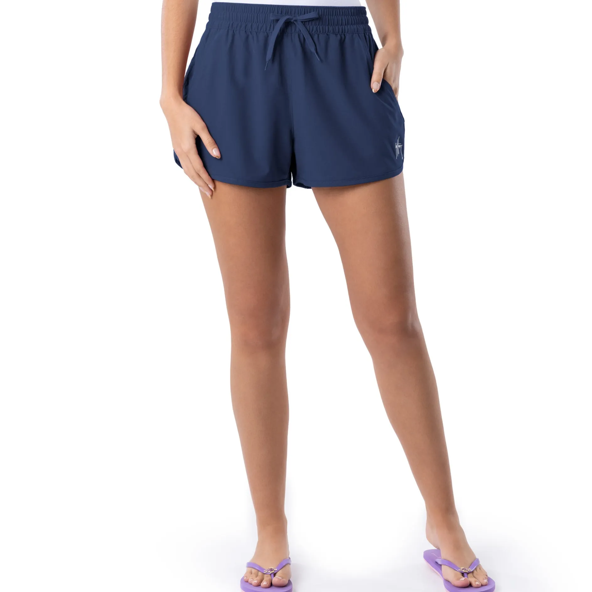 Ladies Navy Solid Short