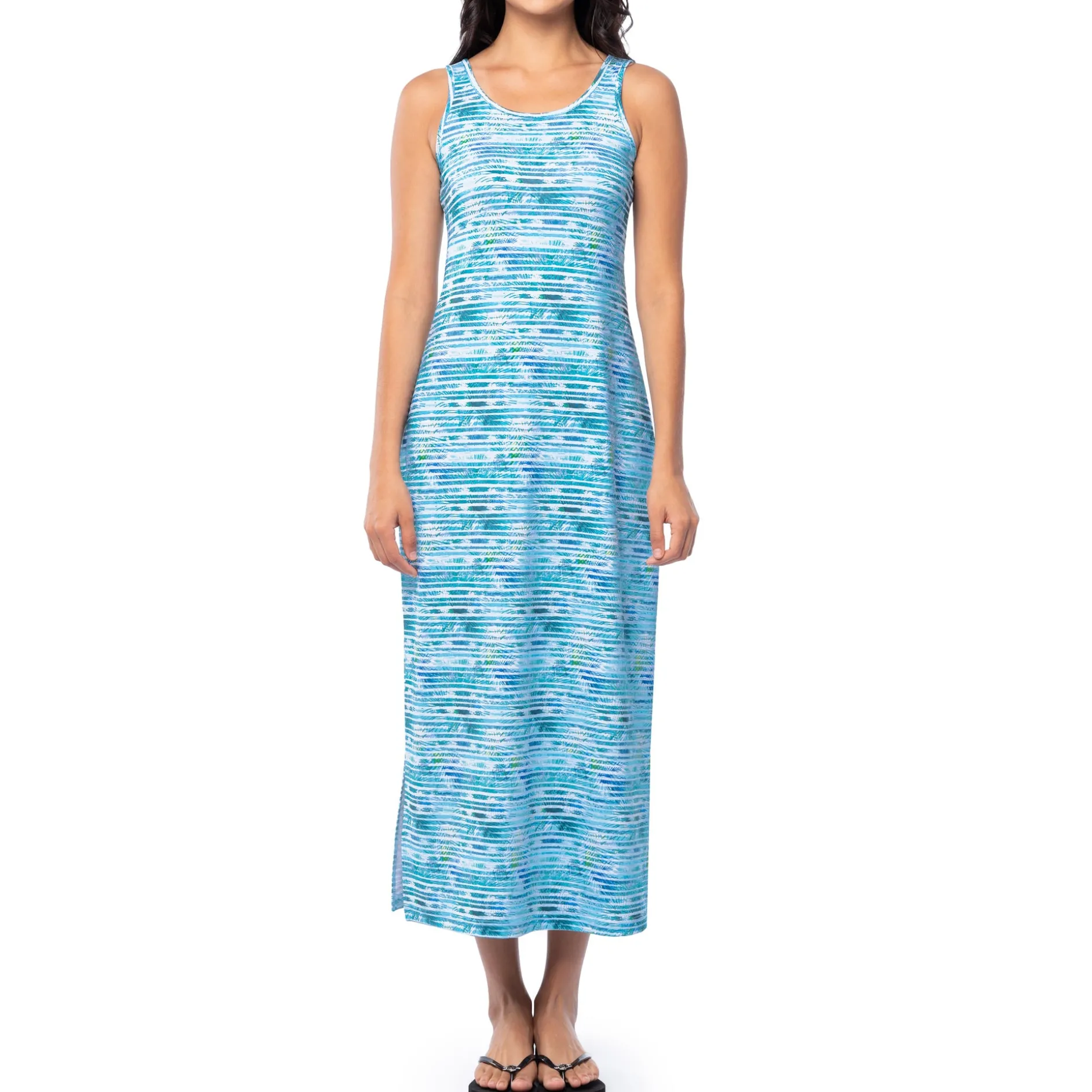 Ladies Palm Stripe Maxi Dress