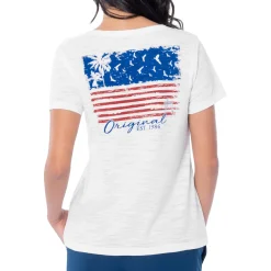 Ladies Palm Tree Flag Relaxed V-Neck Top
