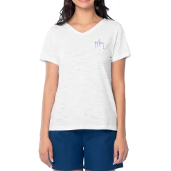 Ladies Palm Tree Flag Relaxed V-Neck Top