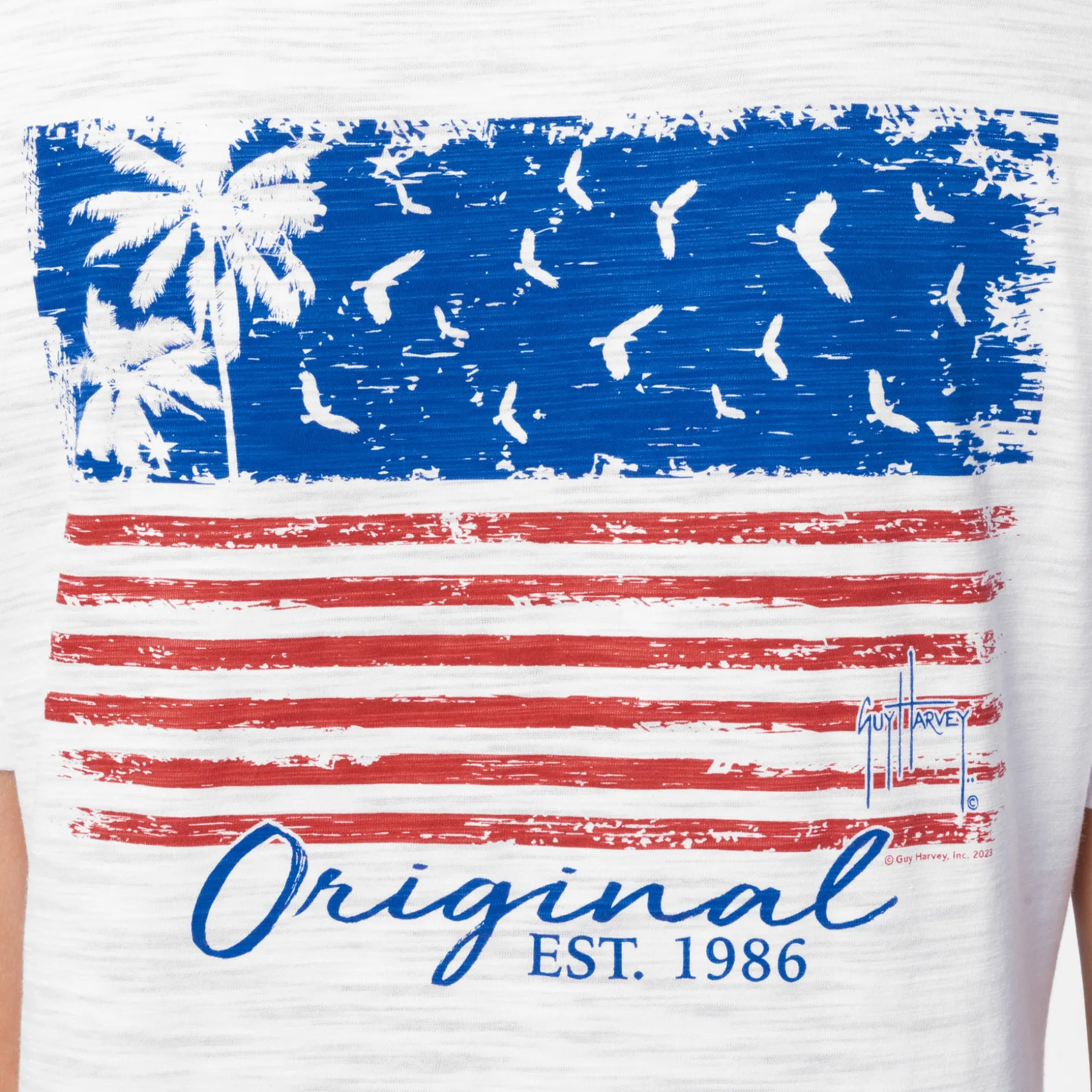 Ladies Palm Tree Flag Relaxed V-Neck Top