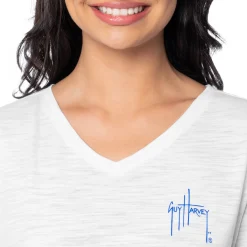 Ladies Palm Tree Flag Relaxed V-Neck Top