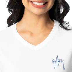 Ladies Sea Flag Short Sleeve V-Neck T-Shirt