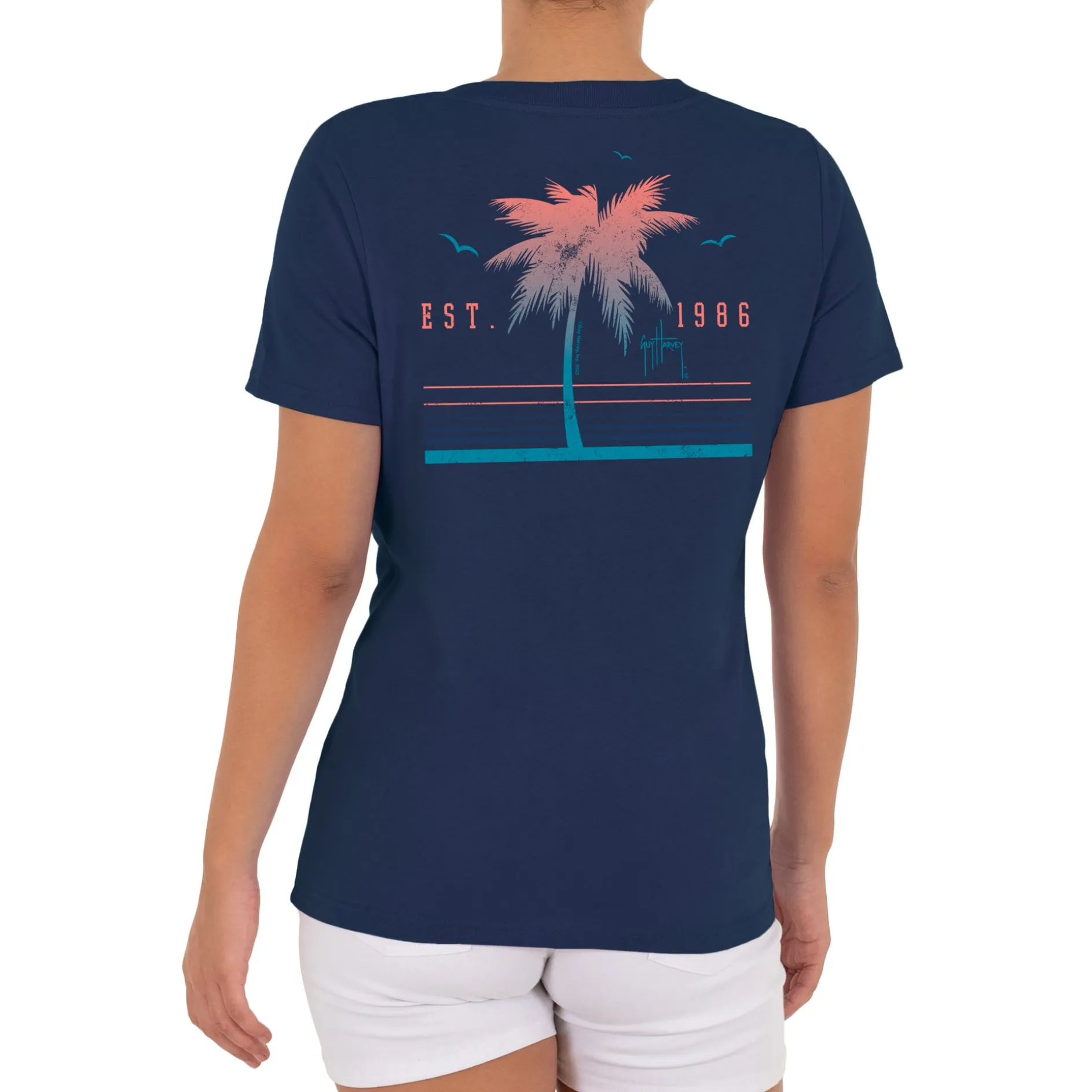 Ladies Tropical Short Sleeve V-Neck T-Shirt