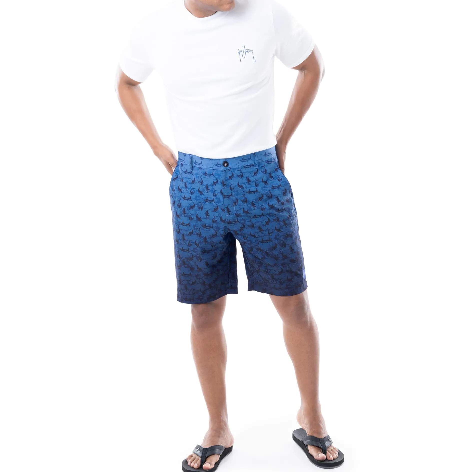 Mens 9" Marlin Seas Printed Hybrid Performance Short