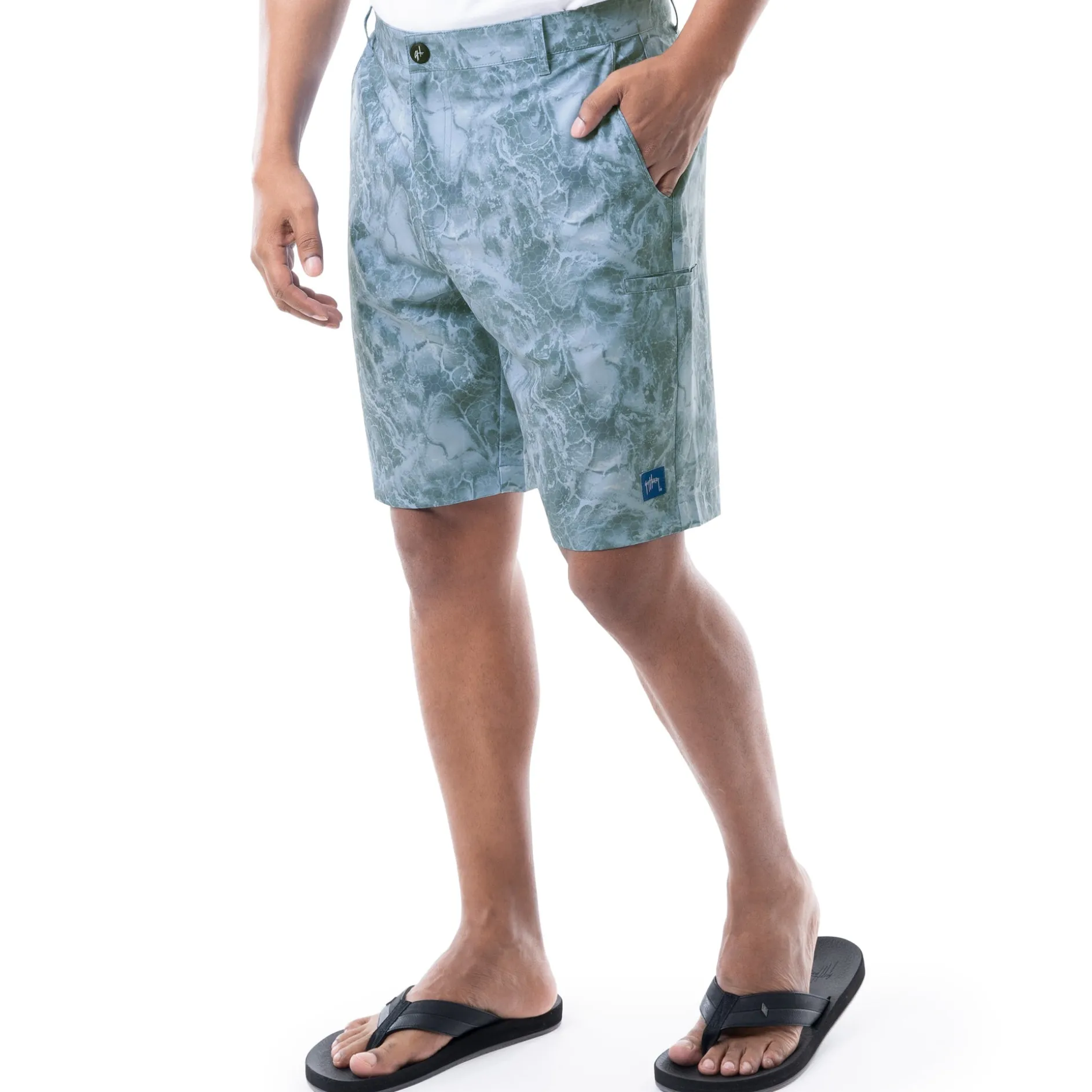 Mens 9" Ocean Blue Printed Hybrid Short