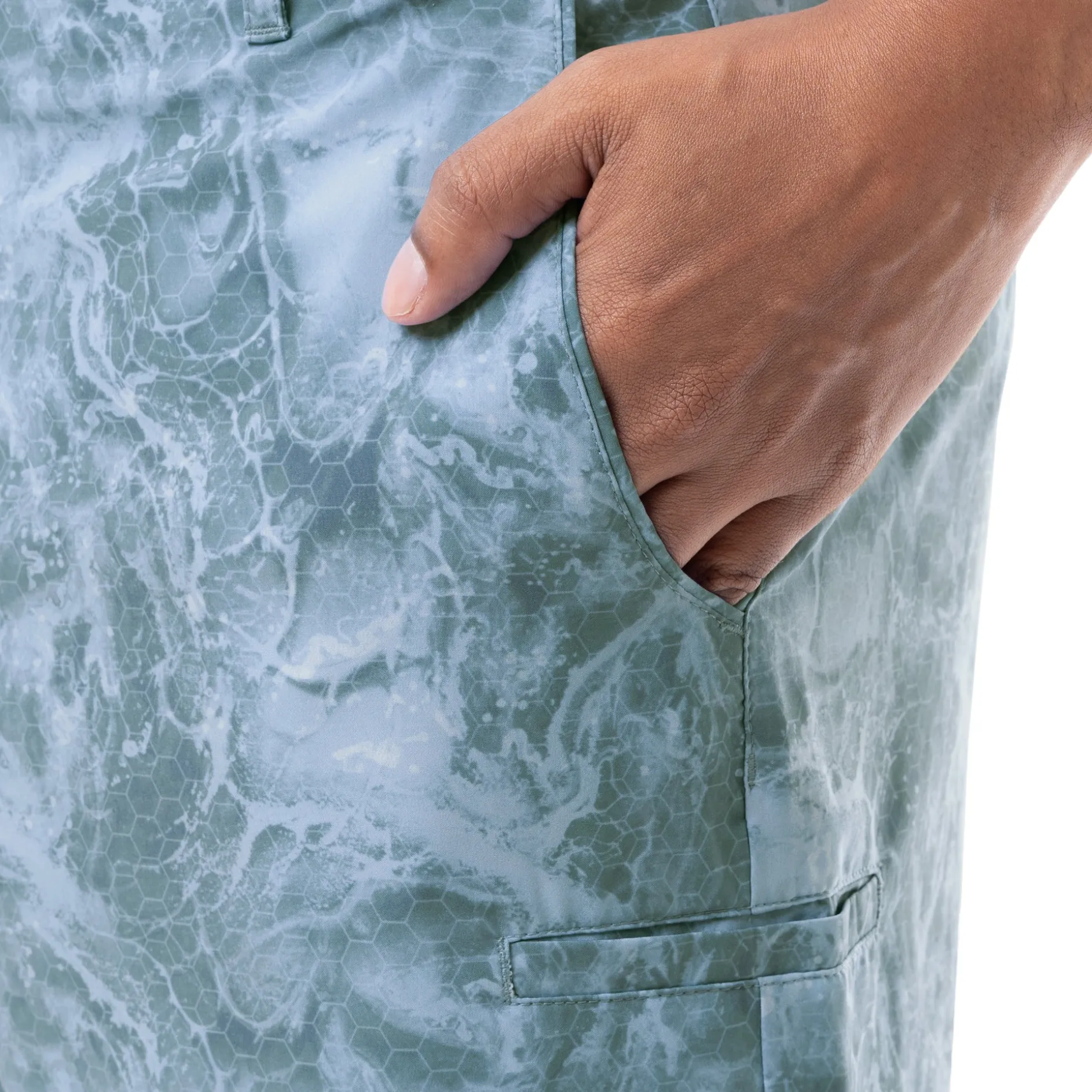 Mens 9" Ocean Blue Printed Hybrid Short