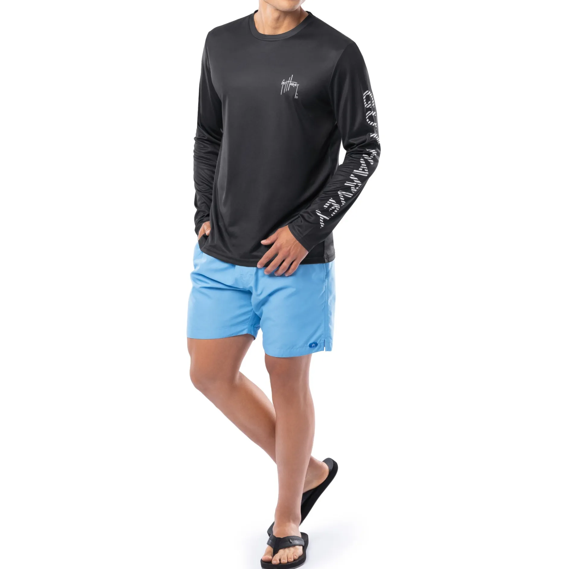 Men's Adrift Black Performance Sun Protection Top