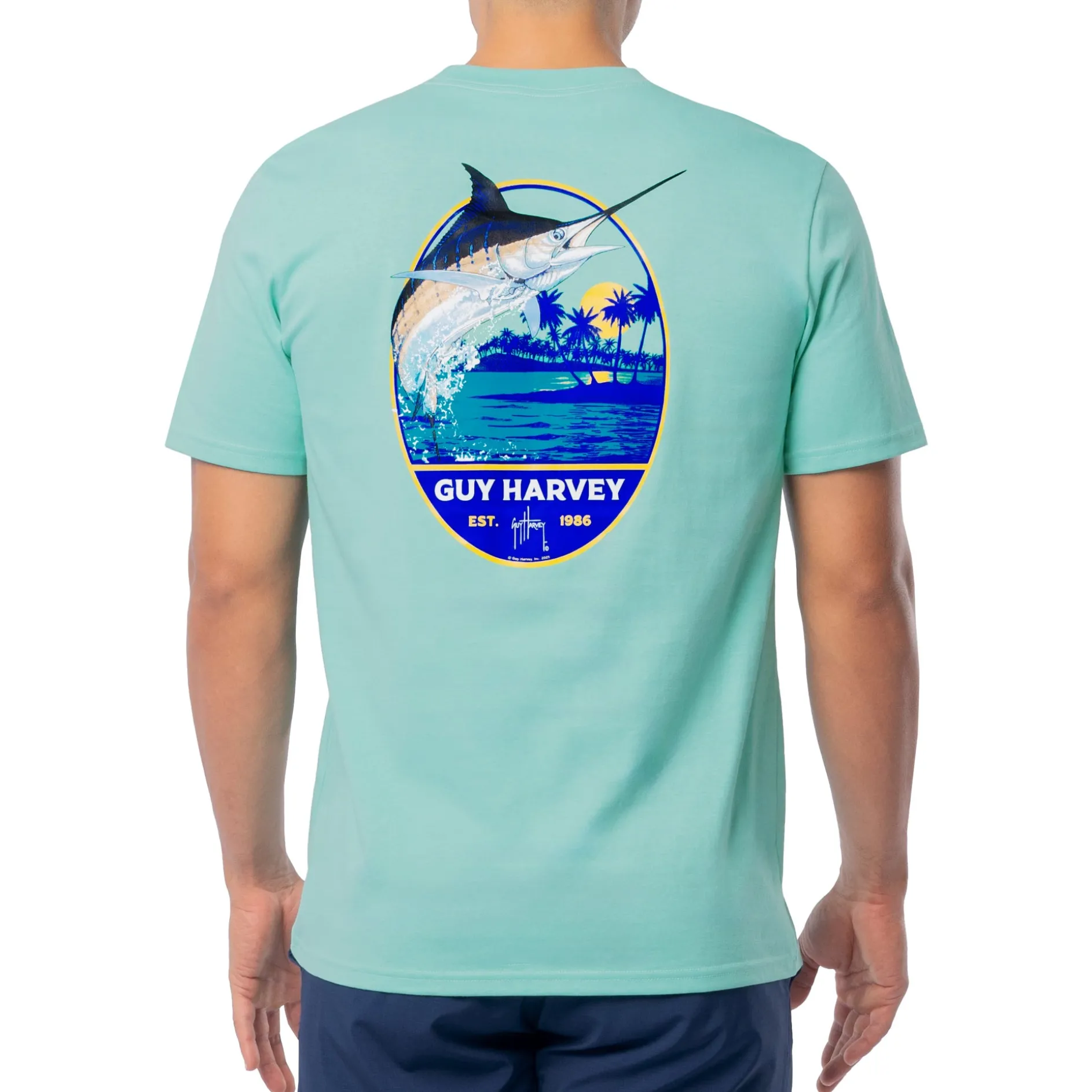 Men's Blue Hawaiian Short Sleeve T-Shirt
