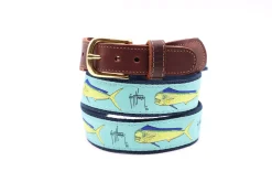 Men's Bull Dolphin Leather Tab Belt