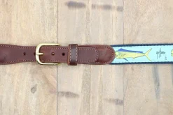 Men's Bull Dolphin Leather Tab Belt