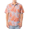 Men's Coral Hibiscus Key Printed Resort Shirt