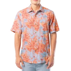 Men's Coral Hibiscus Key Printed Resort Shirt