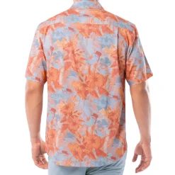 Men's Coral Hibiscus Key Printed Resort Shirt