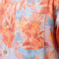 Men's Coral Hibiscus Key Printed Resort Shirt