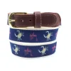 Men's Crab on Navy Leather Tab Belt