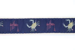 Men's Crab on Navy Leather Tab Belt