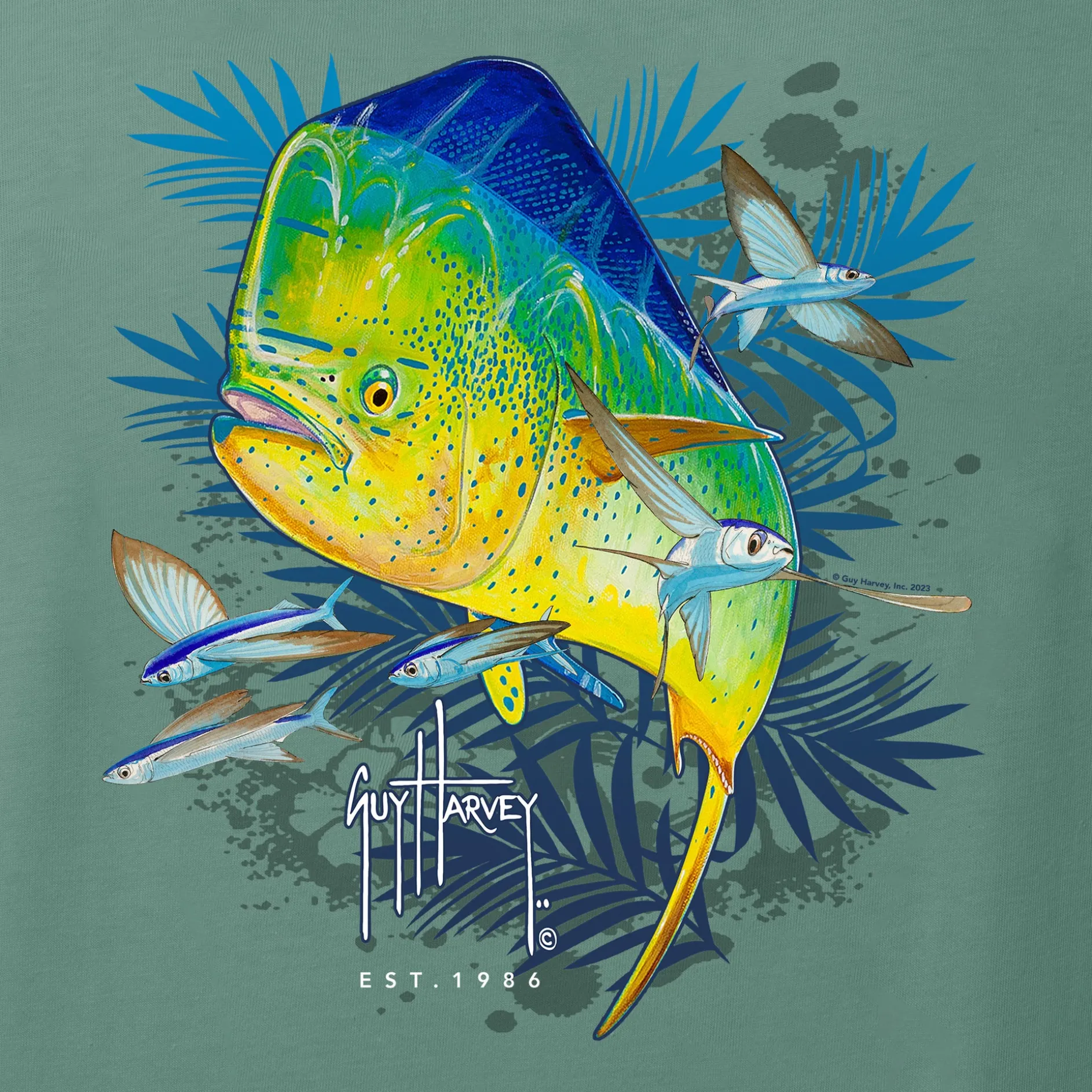 Men's Green Mahi Palms Long Sleeve T-Shirt